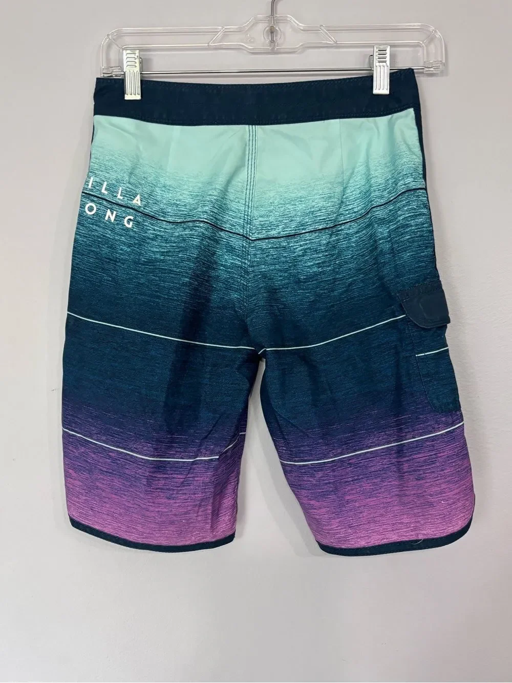 Billabong Ombre Aqua Teal to Purple Boys Board Shorts Swim Trunks Size 25 = 10